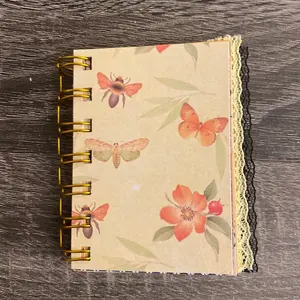 Bee Mini Journal with Floral and Insect Design - Notebook Featuring Bees and Butterflies on a Soft Background