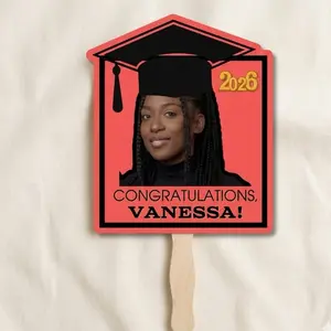 Custom Graduation Fans with Photo Personalized Class of 2026 Grad Fan Graduation Party Favors Handheld Photo Fans for Ceremony Double