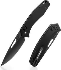 #JumpstartSale FLISSA Folding Pocket Knife, EDC Knife with Axis Lock, 3.5 inch D2 Steel Blade, G10 Handle and Deep-carry Pocket Clip for Camping, Hiking, Outdoors and Daily Use