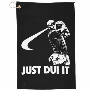 Just DUI It Tiger Woods Funny Golf Towel, Microfiber Golf Towel with Clip & Grommet, Hilarious Golf Towel Golf Gift for Clubs and Balls
