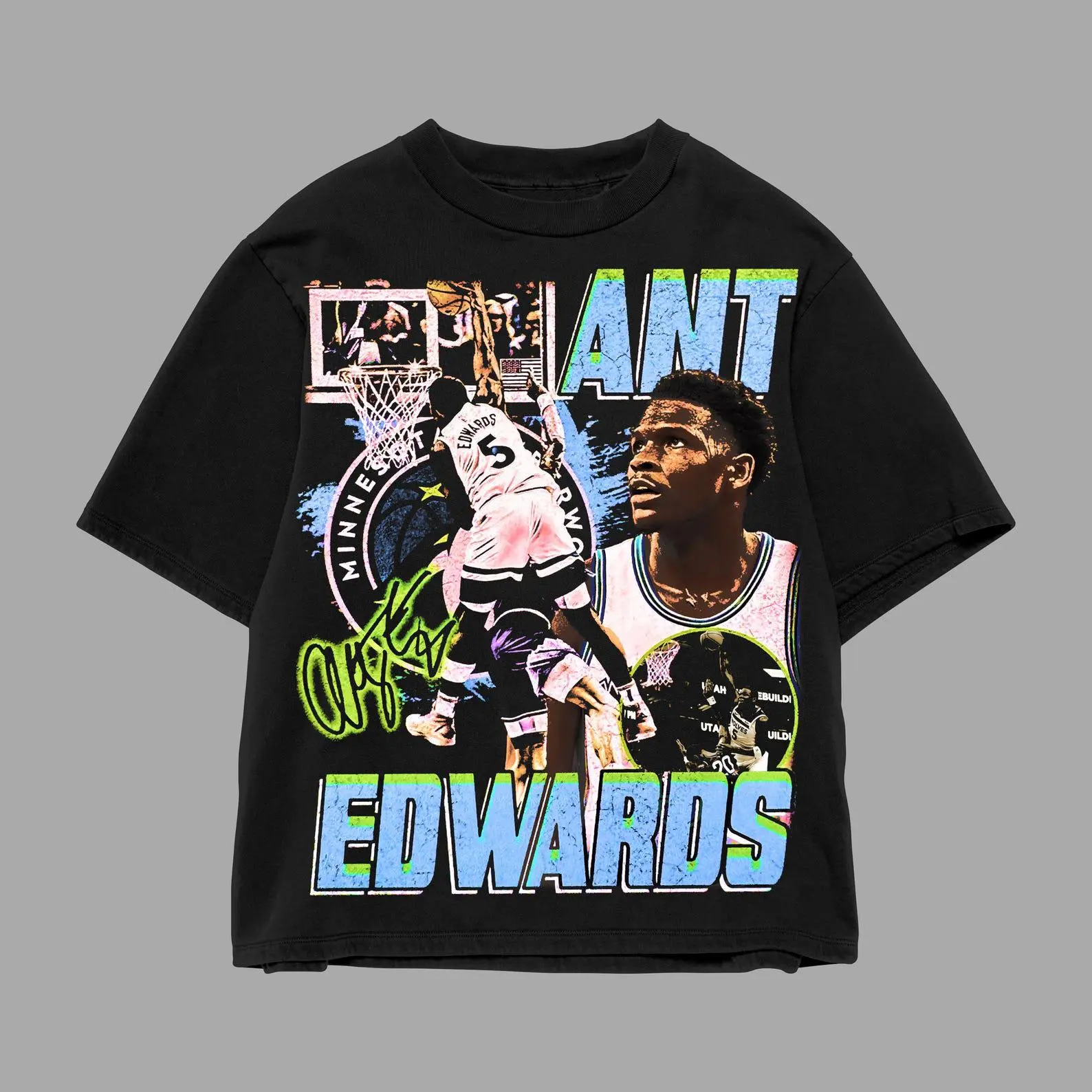 Retro Anthony Edwards Tee, Timberwolves Basketball Fan Apparel