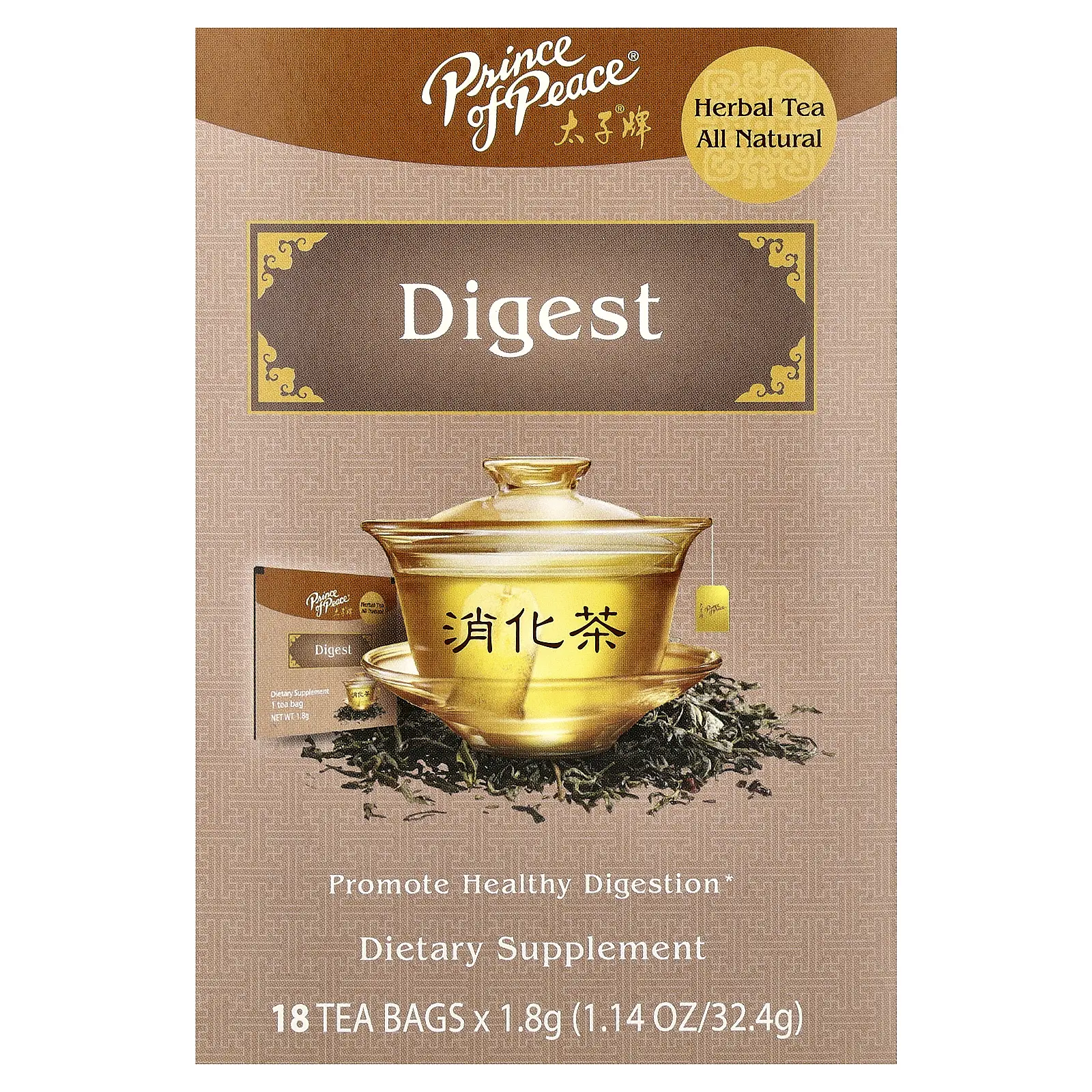 Prince of Peace Herbal Tea, Digest, 18 Tea Bags, 1.14 oz (32.4 g)