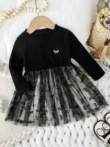 Adorable Baby Girl Black Butterfly Dress 🦋 Long Sleeve Toddler Outfit with Tulle Skirt | Cute Elegant Baby Clothes for Daily/Party Wear