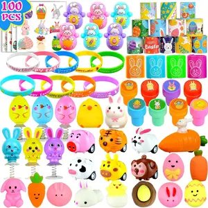 100 Pack Easter Egg Fillers, Easter Basket Stuffers for Kids Boys Girls, Easter Party Favors Assorted Toys, Easter Egg Hunt, Easter Gift Goodie Bags Stuffers Filling Treats Classroom Prize Colorful
