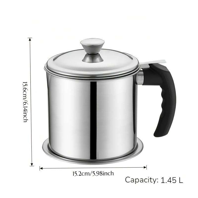 Stainless Steel Kitchen Grease Container with Strainer - Easy Pour Handle - Great for Storing Cooking Oils and Fats - Essential Kitchen Accessories - Kitchen Grease Jar