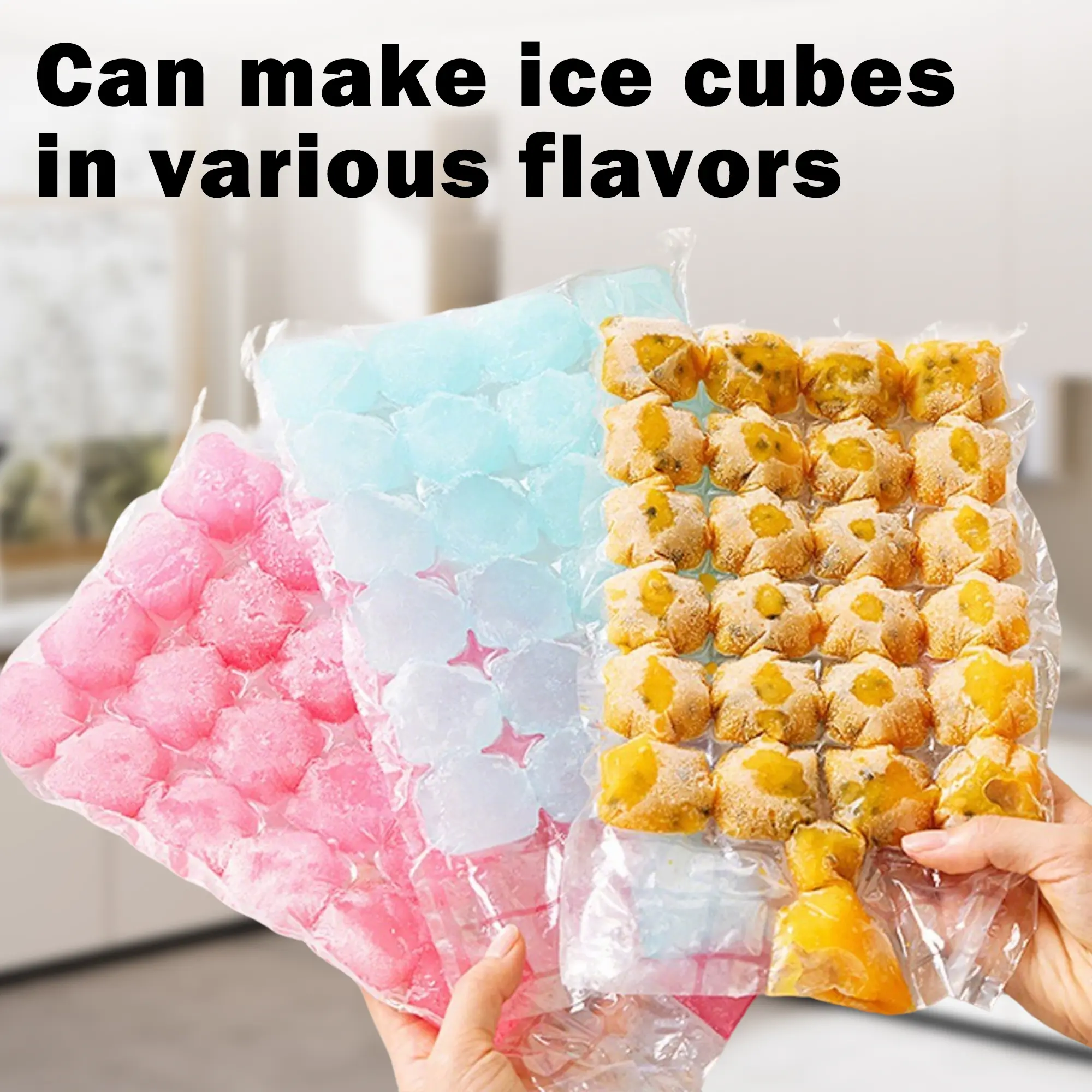 50 Counts Disposable Freezing Bags, Stackable Ice Cube Trays for Drinks & Cocktails Ice Cube Mold Home Bar Accessories