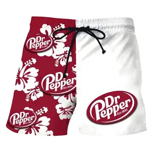 Matching Couple Swimwear Set, Dr Pepper Red Hibiscus Bikini & Board Shorts, Perfect Gift for Him & Her