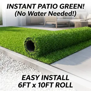 Artificial Grass Rug 6FT X 10FT Realistic Fake Grass Roll for Patio Balcony Garden Decor Thick Pet Turf Drain Mat for Dogs Outdoor Backyard Lawn Carpet 0.78 Inch Pile Height Synthetic Grass Runner Easy Clean Floor Matting