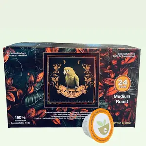 Piwicho Coffee Compostable Coffee Pods - Medium Roast (24c) K Cup Compatible with Keurig System Natural black