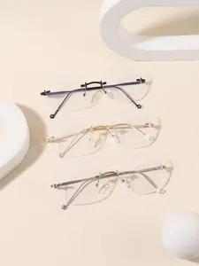 Women's Square Frameless Glasses, Lightweight Comfortable Fit, Classic Casual Style, Perfect for Work and Daily Wear