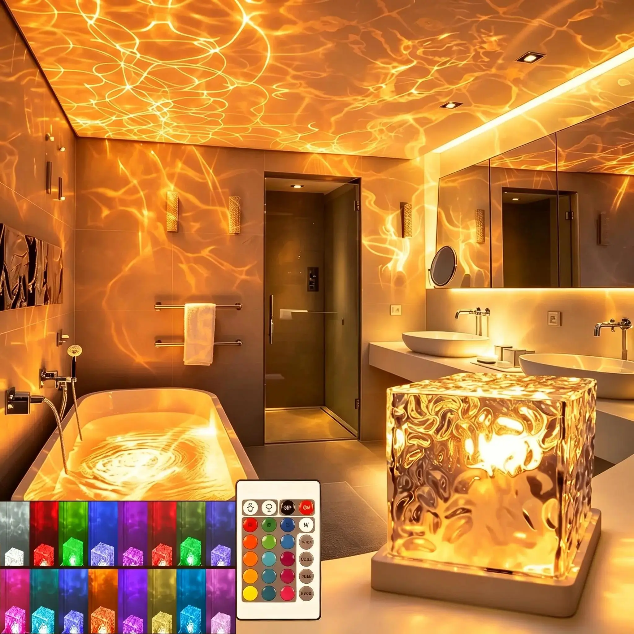 16-Color RGB Ripple Projection Plastic USB Night Light - No Wiring, Trippy Room Decor, Ambience Creator, Sleep Aid, Default Mode, Party Gift for Couples, Birthday, Christmas