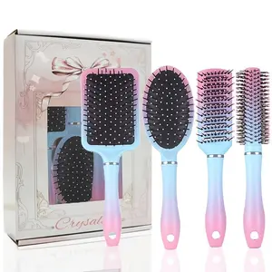 Double Color Rainbow Paint Comb Series, Women's Massage Comb, Portable Hair Styling Set, Four-Piece Kit, Finishing Comb, Hair Styling Combs