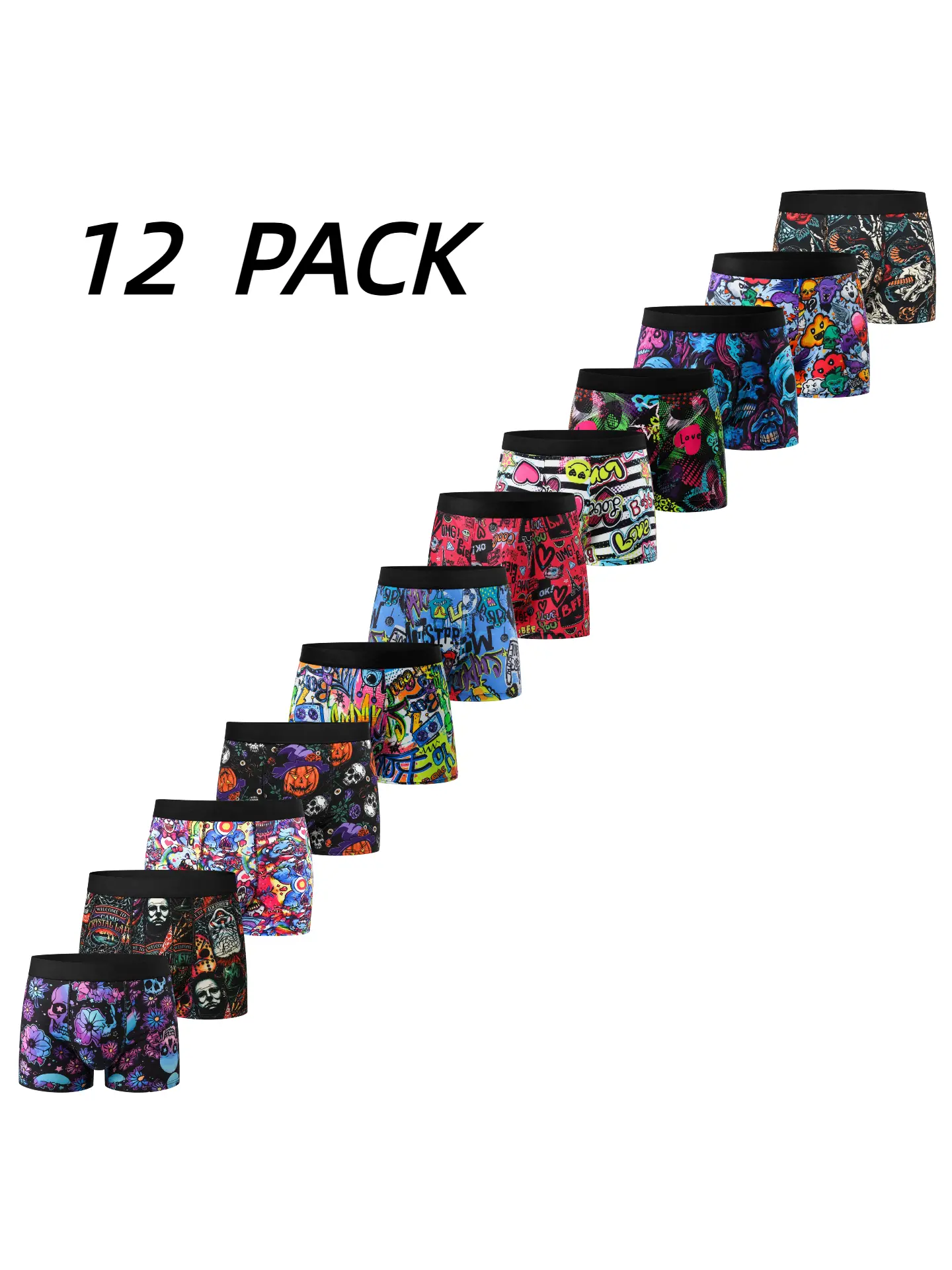 12Pcs KXLBL Sexy Printed Men Underwear Boxer Hot Shorts Underpants Breathable Man Panties Lingeries Boxer Briefs XXXL Plus Size underwear sale men Activewear Sport