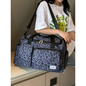 New Leopard Print Large Capacity Travel Shoulder Bag, Vintage Casual Fashion Short Trip Backpack, Sports Gym Bag, Lightweight Weekender Bag for Women & Men