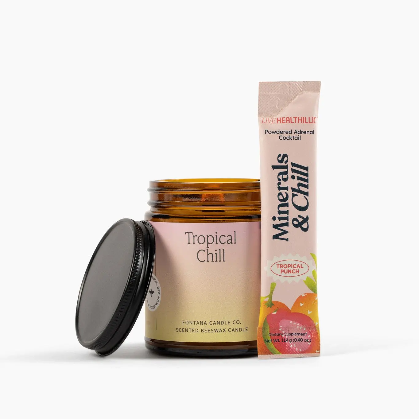 Tropical Chill by Live Healthillie x Fontana Jar Candle 9 oz Beeswax & Coconut Oil Scented with Essential Oils & Vanilla Extract - Made Safe Certified - Aroma