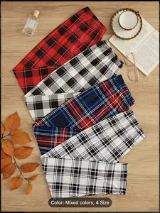 4 Pieces Of Men's Casual Plaid Trousers Pajamas For Spring And Summer, Fashion Trendy Pants Pajamas For Autumn And Winter Loungewear Mens Clothes Pajamas For Men Pajama Pants Mens Pajama Pants