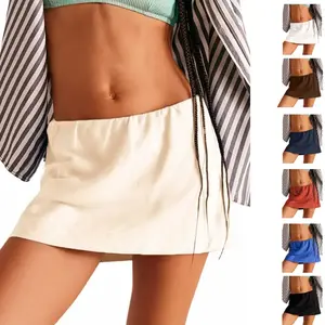 Yeokou Women's Cotton-Linen A-Line Athletic Skort - Mini Skirt with Built-in Shorts, Casual Sporty Skort, Tennis Skirt for Beach & Casual Wear