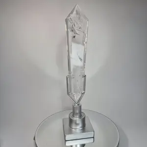Large Faceted Clear Quartz Double Terminated Crystal on Spin Stand – 4.215 lbs – 16.5” Statement Crystal Display – Collector Specimen