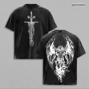 Sanctus Michael Archangelus x Flaming Sword x Shield x Scales of Justice Archangel Michael T-Shirt Saint Michael The Archangel x Flaming Sword T-Shirt Washed Church Outfit Gym Pump Cover ,Christian Religious , Jesus Apparel christian scripture t-shirt Str