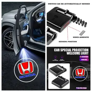4 Pcs Honda Emblem Car Welcome Light - Exclusively Fits Most Honda Models, Easy Stick-on Non-Damaging Installation, Auto Sensor Door Lamp