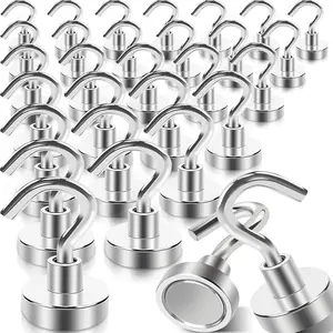 30Pcs Super Strong Magnetic Hooks, 25lbs Magnetic Hook Heavy Duty for Hanging, Rare Earth Neodymium Magnet Hooks, for Cruise Ship Camping Grill Kitchen Fridge Garage Wall