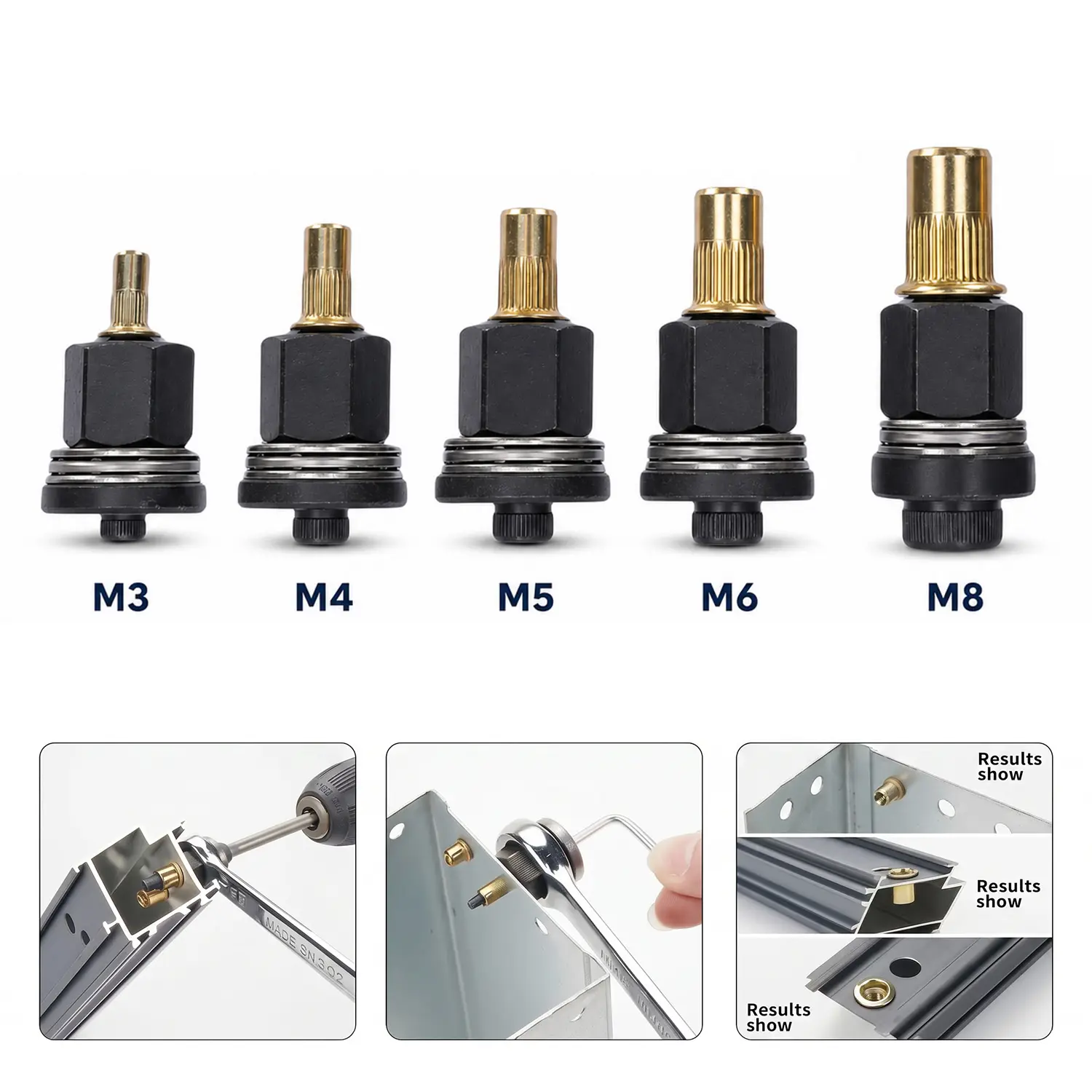 5PCS Rivet Nut Set, M3 M4 M5 M6 M8 Threaded Insert Nuts, Carbon Steel Blind Rivnuts for Metal Sheet Repair, Automotive, DIY Projects & Hardware Installation