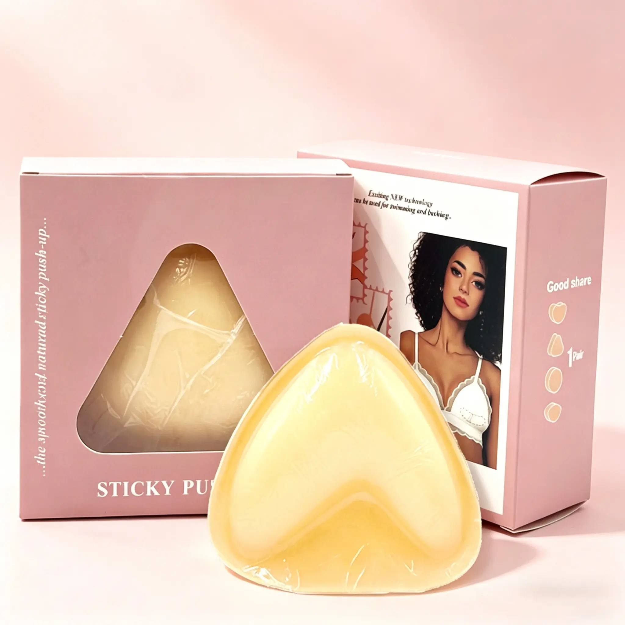 Triangular Push Up Bra Inserts for Women, Reusable Sticky Silicone Padding Adds 2 Cup Sizes for Deep V Dresses, Tops & Outfits, Boob Pads, Silicone Sticky Bra, One-Piece Strapless Silicone Bra Inserts & Padding