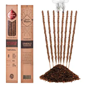 Sandalwood & Olibanum Incense Sticks | Wild Harvested Thick Natural Incense | Sagrada Madre Eco-Friendly Healing, Purification & Meditation – 8 Sticks