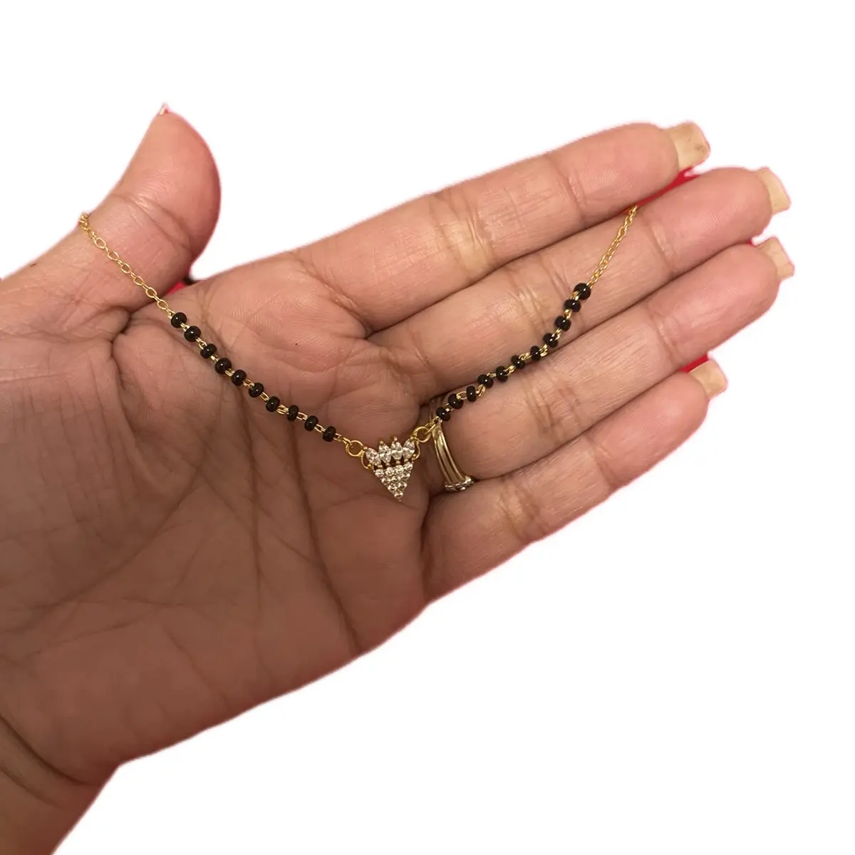 Women's Traditional Beaded Magalsutra Necklace - Indian-Nepali Costume Jewelry Fashion Accessory, Chain Jewelry, Blackmetal Design, Beaded Necklaces, Chain Jewelry Necklaces