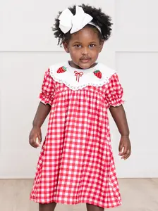 Gingham Berry Charm Embroidered Dress