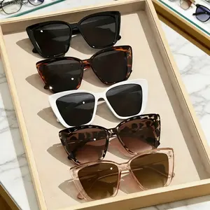 5-Pack Unisex Oversized Vintage Sunglasses, Cat Eye/Square/Round Frames with Polarized UV400 Protection, Lightweight Adjustable Eyewear for Summer, Beach, Travel, Driving & Daily Wear