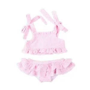 Santorini Pink Two Piece Swimsuit - Girls Ruffle Bikini