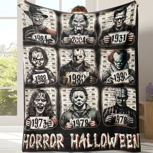 Halloween Flannel Blanket, Soft Warm Throw for Sofa Bed Office Chair Travel Camping, Cozy Lightweight Home Decor Gift Idea, Throw Blankets