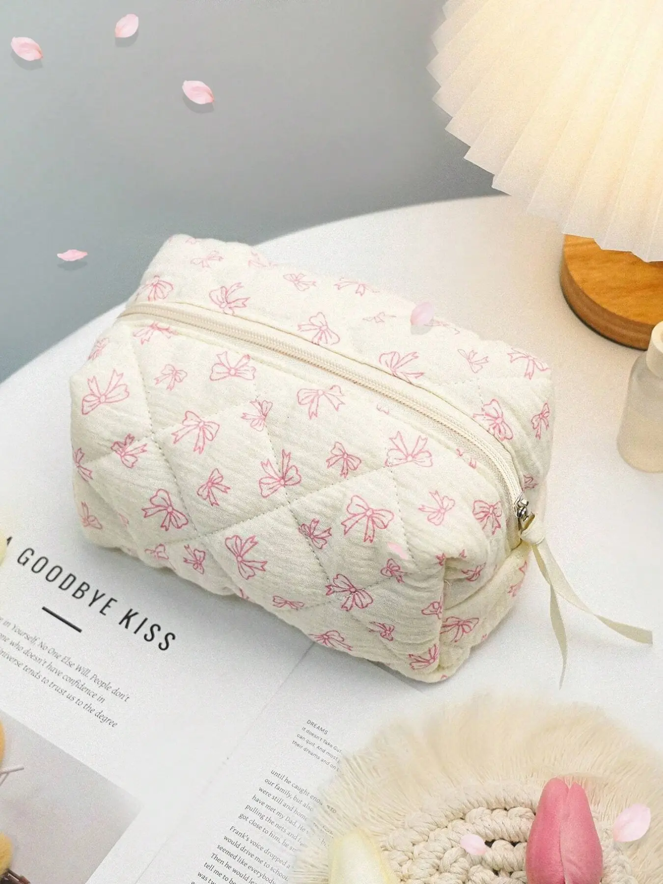 Cute Bow Makeup Bag, Makeup Storage Bag, Butterfly Pattern Travel Cosmetic Organizer, Cosmetic Pouch, Foldable Brush Case, Folding, High-Value Gift for Women, 1 Piece, Cosmetics Bag, Cosmetic Travel Bags