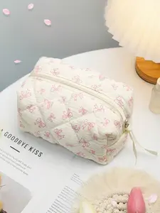 Cute Bow Makeup Bag, Butterfly Pattern Travel Cosmetic Organizer, Cosmetic Pouch, Foldable Brush Case, Folding, High-Value Gift for Women, 1 Piece