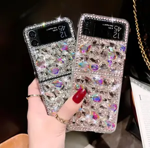For Galaxy Z Flip 7 Handmade Diamonds Case For Samsung Z Flip6 5 4 3 2 1 Luxury Shine Back Cover Camera Protection Capa Funda