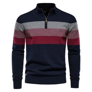 Men's Quarter Zip Pullover Sweaters Lightweight Mock Neck Long Sleeve Knit Sweater for Men