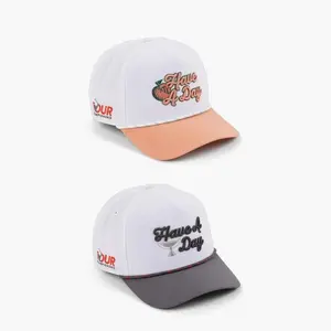 Super Deal 2-in-1 Breezy Golf Rope Hat – Peach & Grey Edition Pack – "Have A Day" Snapback Combo - Vintage Golf Caps - High Quality & Breathable - Suitable For Men & Women, Tennis, Golf, Outdoor Players