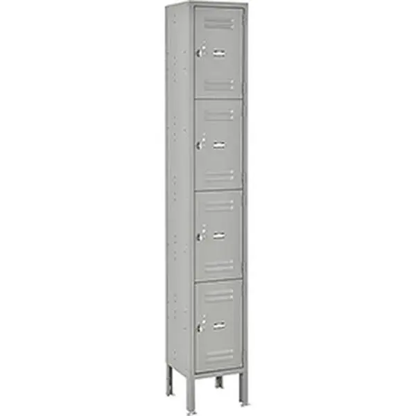 Global Industries 493457GY Lockers Four Tier 12 x 15 x 18 in. 4 Door Ready To Assemble Gray