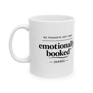 emotionally booked mug | text typography coffee cup
