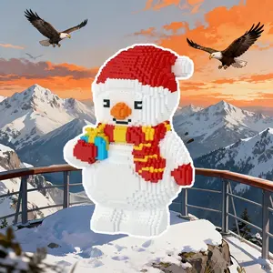 Snowman 3D Puzzle Building Block Ornament, Room Decoration, Home Decor, Party Decoration, Handmade Craft, Fine Carving, Lightweight Statue, Colorful Blocks Puzzle