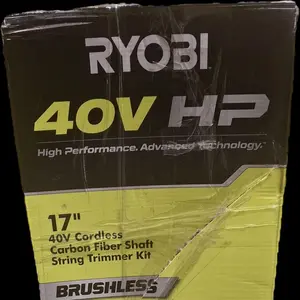 Ryobi 40V HP 17" Brushless String Trimmer Kit Whisperer Series with Battery & Charger Included High Performance Advanced Technology