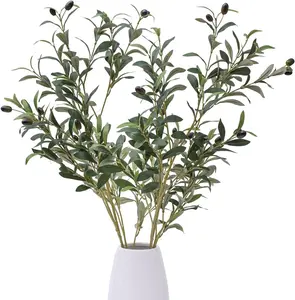 Heleze 39 Inch Artificial Olive Branch Greenery Stems Fake Plants with 222 Leaves for Vase Faux Olive Branches Home Decor Indoor 2PCS