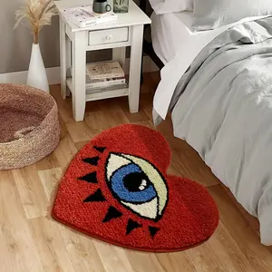 Evil Eye Carpet Thick Non Slip Bath Mat Red Microfiber Bath Rug, Plush Small Machine Washable Rug for Shower Tub Kitchen Bedroom Fluffy Bedside Rug Decorative Rug Fluffy Modern Rug