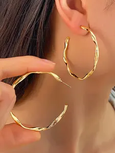 Braided Earrings Pair, Simple and Versatile Large Ear Jewelry Gift, Elegant Everyday Accessory for Women