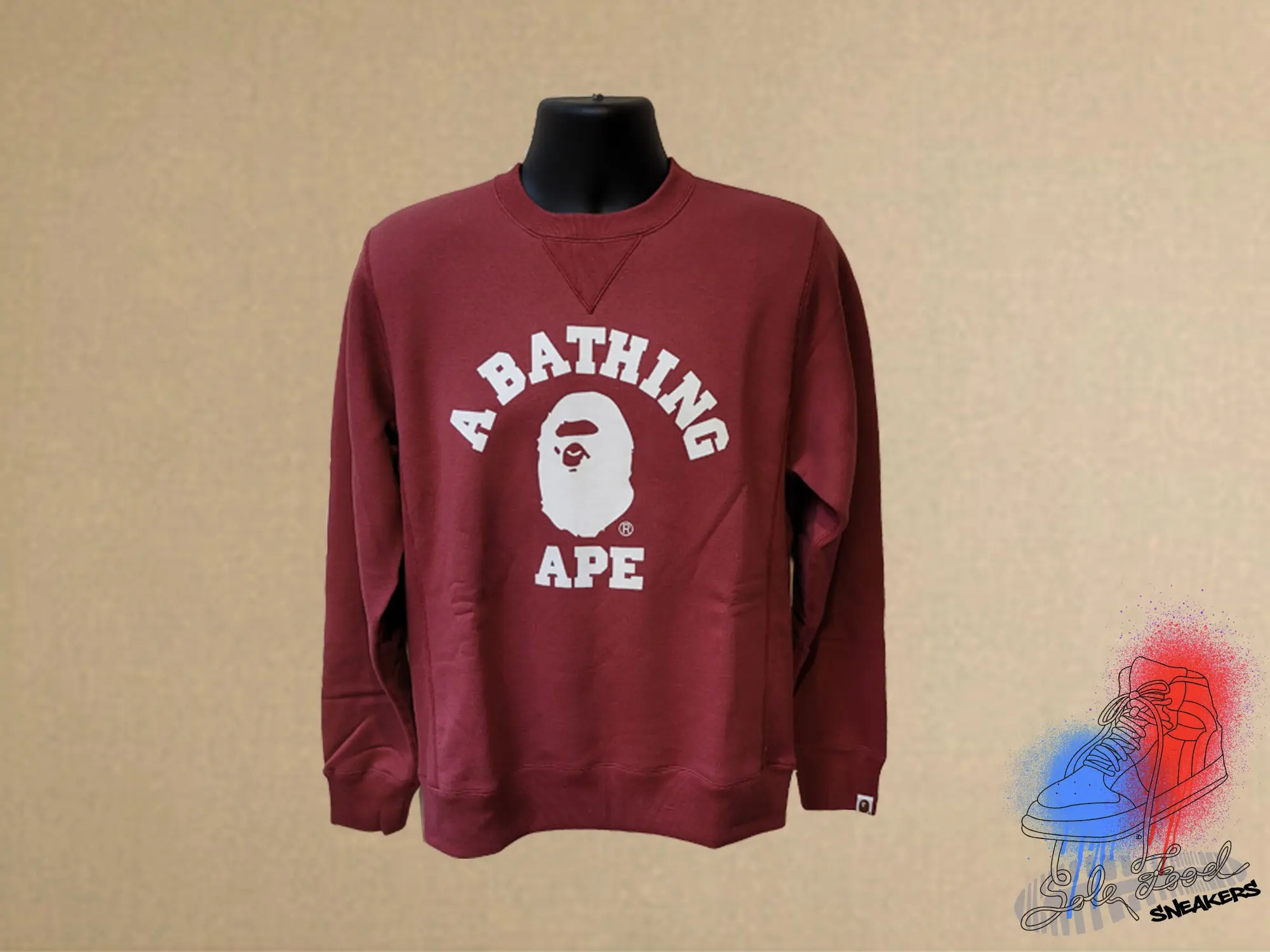 Bape College Crewneck Burgundy
