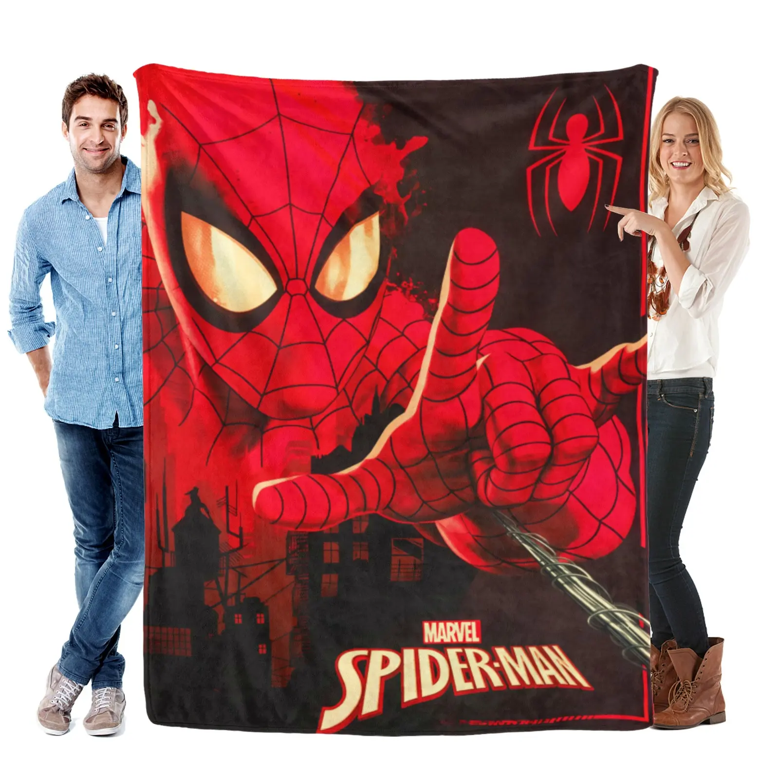 [SummerVibes] Marvel Comics Spider Man Lightweight Flannel Throw, Breathable And Sand Free, Cool Beach Blanket For Summer Fun And Travel