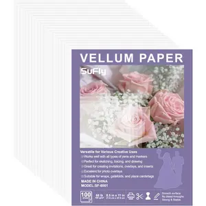 8.5 x 11 Translucent Printable Vellum Tracing Paper 100 Sheet 100gsm/68lb for Invitation Greeting Cards Drawing Sketching Writing