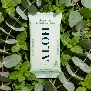 ALOH Peppermint + Eucalyptus Hand Sanitizing Wipes — Natural, Skin-Softening, 99.9% Germ Protection