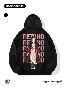 Demon Slayer Muzan Kibutsuji Graphic Print Loose Hoodie, Unisex Casual Sweatshirt with Pockets, Breathable Outdoor Wear